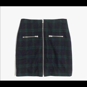 Madewell Zip Skirt in Dark Plaid